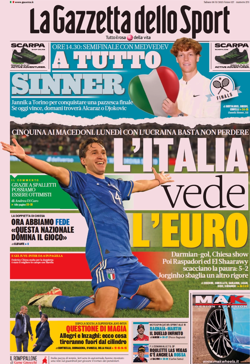 Le Prime Pagine Sportive Internazionali – 28 novembre