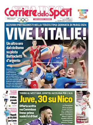 Prima pagina Corriere dello Sport (10 agosto 2024)