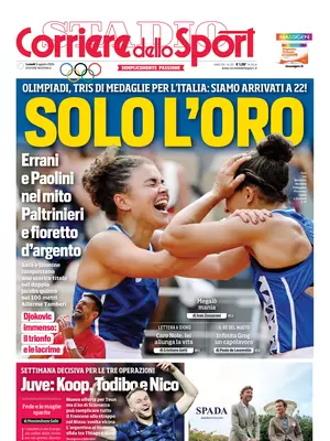 Prima pagina Corriere dello Sport (5 agosto 2024)