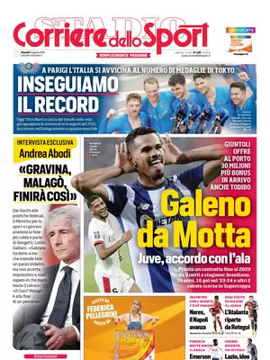 Prima pagina Corriere dello Sport (8 agosto 2024)