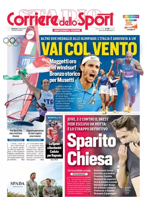 Prima pagina Corriere dello Sport (4 agosto 2024)