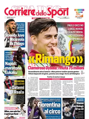 Prima pagina Corriere dello Sport (23 agosto 2024)