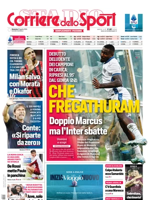 Prima pagina Corriere dello Sport (18 agosto 2024)