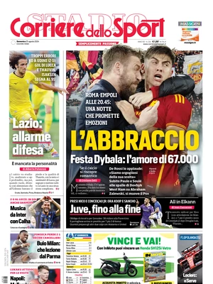 Prima pagina Corriere dello Sport (25 agosto 2024)