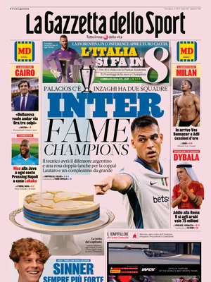 Prima pagina La Gazzetta dello Sport (22 agosto 2024)