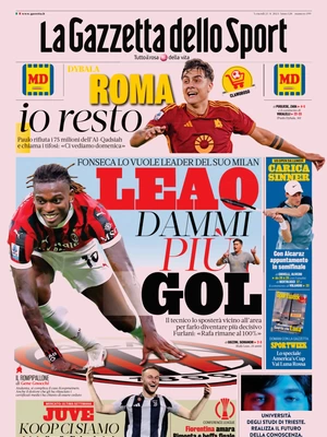 Prima pagina La Gazzetta dello Sport (23 agosto 2024)