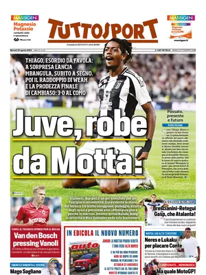 Prima pagina Tuttosport (20 agosto 2024)