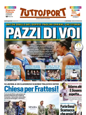 Prima pagina Tuttosport (5 agosto 2024)