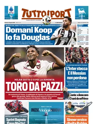 Prima pagina Tuttosport (18 agosto 2024)