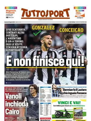 Prima pagina Tuttosport (25 agosto 2024)