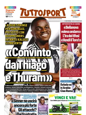 Prima pagina Tuttosport (22 agosto 2024)