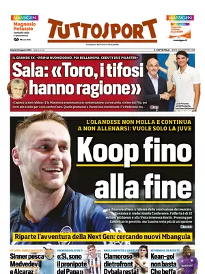 Prima pagina Tuttosport (23 agosto 2024)