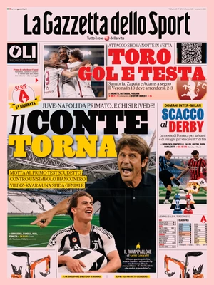 Prima pagina La Gazzetta dello Sport (21 settembre 2024)