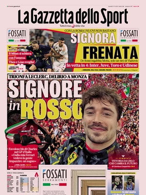 Prima pagina La Gazzetta dello Sport (2 settembre 2024)