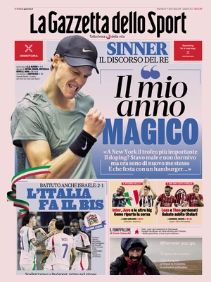 Prima pagina La Gazzetta dello Sport (10 settembre 2024)