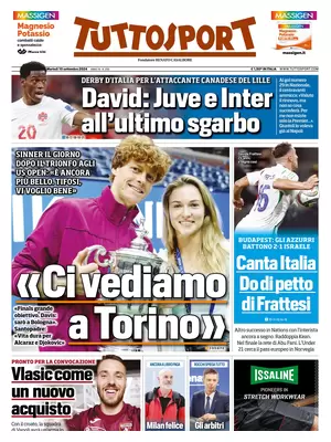 Prima pagina Tuttosport (10 settembre 2024)