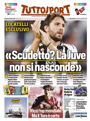 Prima pagina Tuttosport (26 settembre 2024)