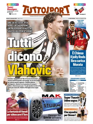 Prima pagina Tuttosport (17 settembre 2024)