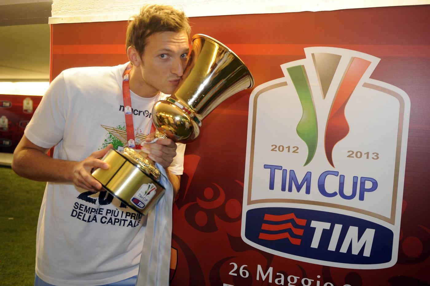 Libor Kozak con la Coppa Italia della Lazio