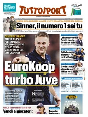 Prima pagina Tuttosport (2 ottobre 2024)