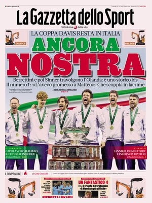 Prima pagina La Gazzetta dello Sport (25 novembre 2024)