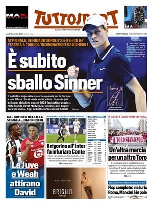 Prima pagina Tuttosport (11 novembre 2024)