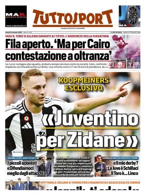 Prima pagina Tuttosport (8 novembre 2024)