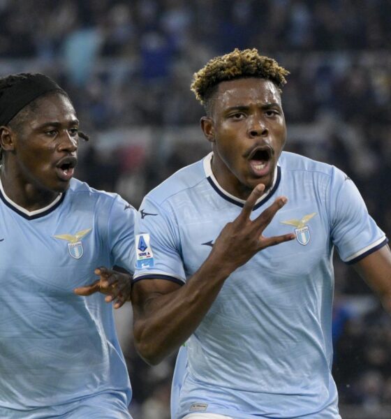 La Lazio esulta contro l'Atalanta