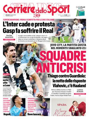 Prima pagina Corriere dello Sport (11 dicembre 2024)