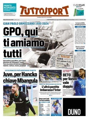 Prima pagina Tuttosport (28 dicembre 2024)