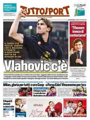 Prima pagina Tuttosport (4 dicembre 2024)