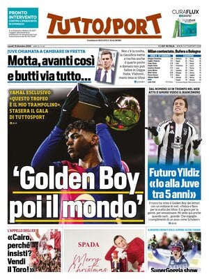 Prima pagina Tuttosport (16 dicembre 2024)