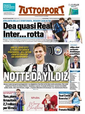 Prima pagina Tuttosport (11 dicembre 2024)