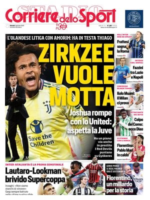 Prima pagina Corriere dello Sport (2 gennaio 2025)