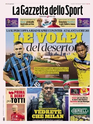 Prima pagina La Gazzetta dello Sport (2 gennaio 2025)