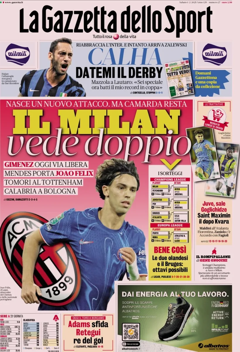 la gazzetta dello sport 01 02 2025