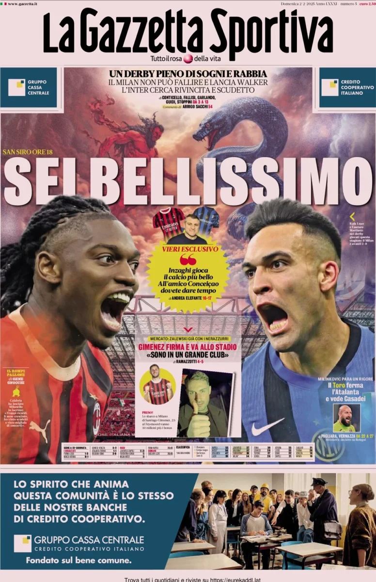 la gazzetta dello sport 02 02 2025