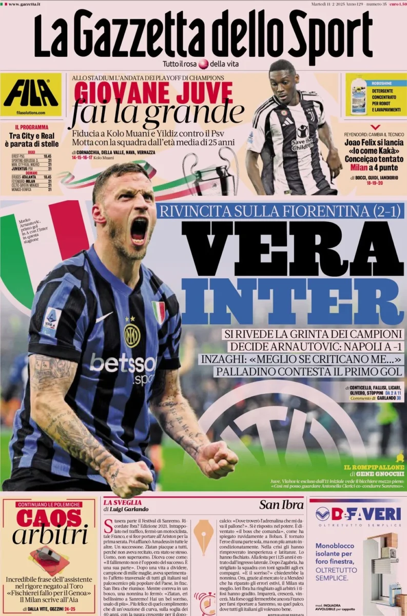 la gazzetta dello sport 11 02 2025