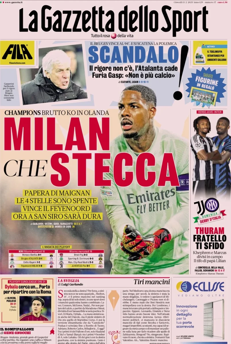 la gazzetta dello sport 13 02 2025