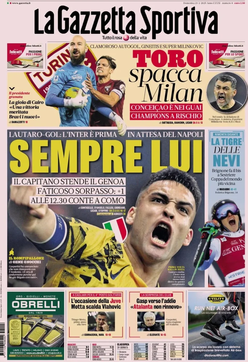 la gazzetta dello sport 23 02 2025