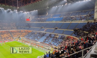 La Curva Sud deserta all'inizio di Milan Lazio